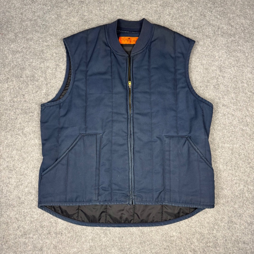 Red Kap Mens XL Navy Blue Quilted Workwear Vest Full Zip Utility VT22NV3